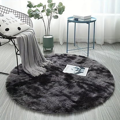 Skorter | 1pc Tie-dye Plushfiber Round Rug - Soft and Warm Decorative Mat for Living Room, Bedroom and Yoga