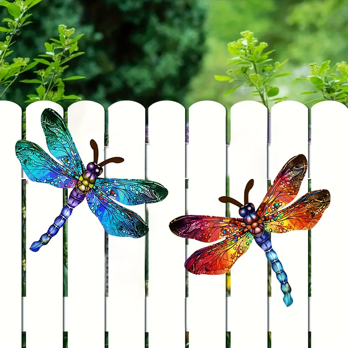 Skorter | 1/2 piece vibrant dragonfly wall art made of metal – artistic outdoor decoration for gardens, homes, and events – durable, versatile, and eye-catching – a perfect gift idea for any occasion