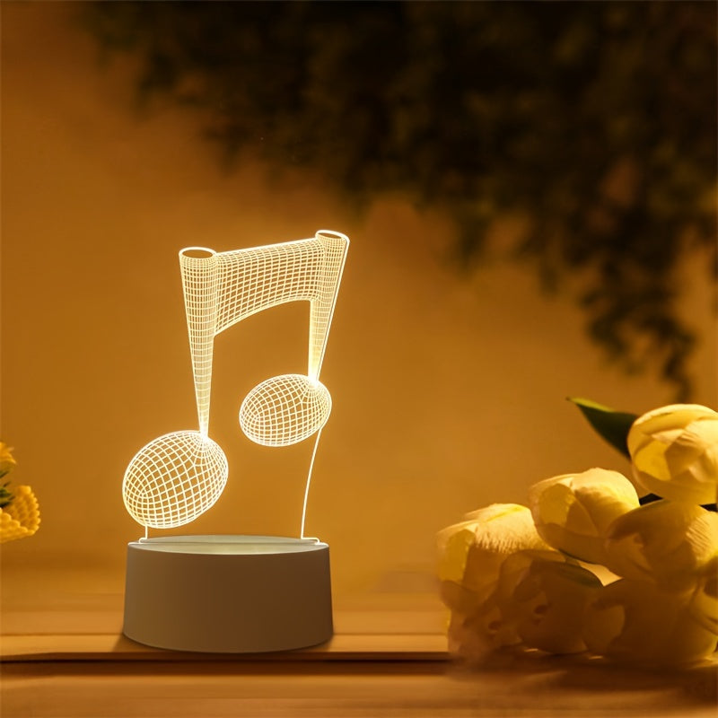 Skorter | LumiNote - Acrylic Music Note Night Light, 3D LED Frame, USB-Powered