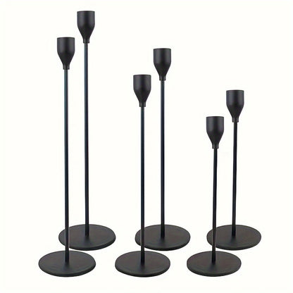 Skorter | 6-piece Set Black/Gold Candelabra - For Restaurant, Wedding, Dinner & Party Decoration