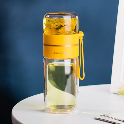 Skorter | Double-walled glass bottle with tea strainer and infuser