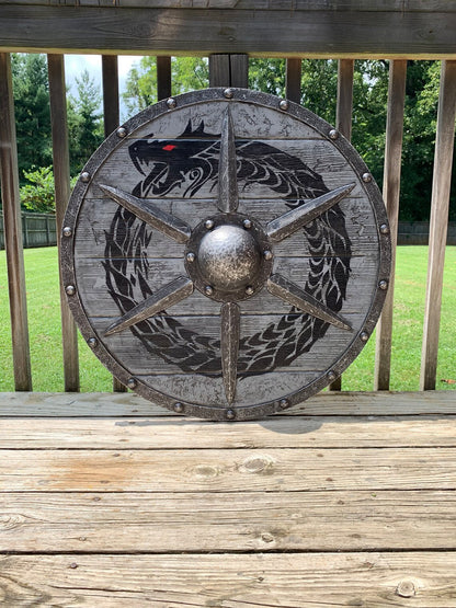 Skorter | Eivor Valhalla Raven Battle Damaged Viking Wooden Shield 30CM