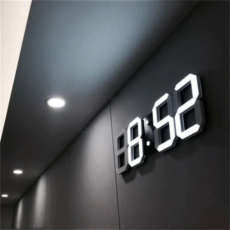 Skorter | PixelTime Clock – Modern 3D LED Digital Wall Clock with Temperature, Date & Alarm