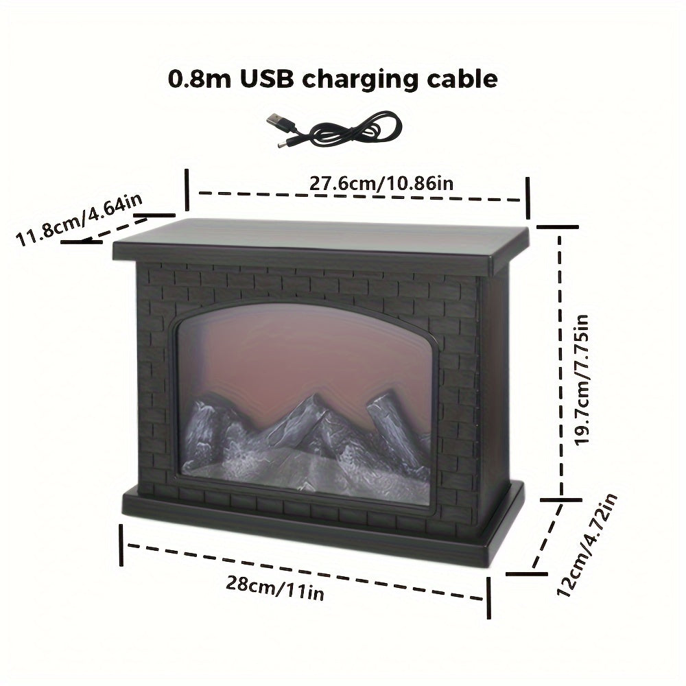 Skorter | Cozy rectangular fireplace lantern stove lamp - Realistic simulation flame lights