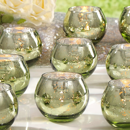 Skorter | 6/12 pcs Green Glass Tealight Holders - Table Decoration for Parties