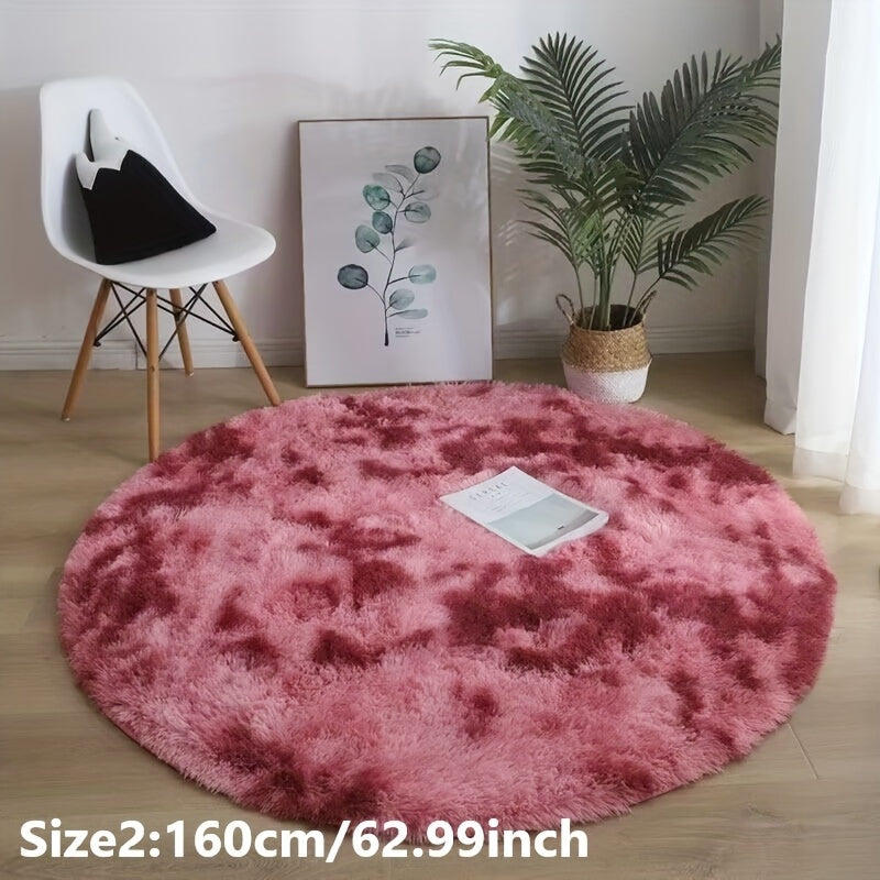 Skorter | 1pc Tie-dye Plushfiber Round Rug - Soft and Warm Decorative Mat for Living Room, Bedroom and Yoga