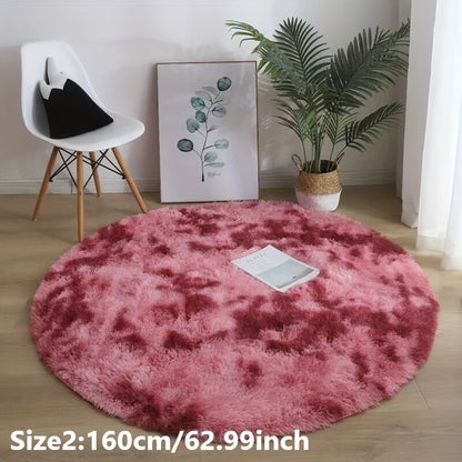 Skorter | 1pc Tie-dye Plushfiber Round Rug - Soft and Warm Decorative Mat for Living Room, Bedroom and Yoga