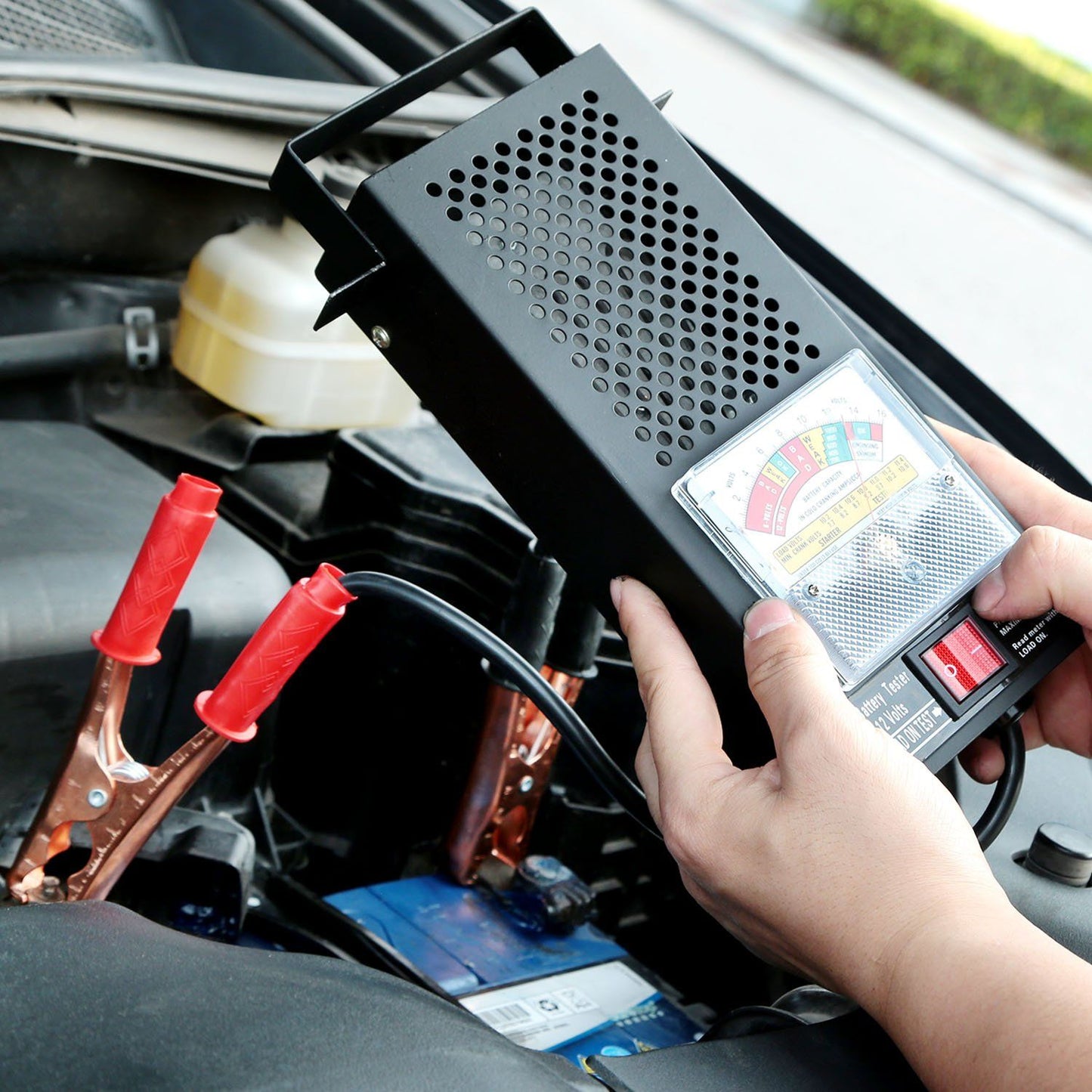 Skorter | 6-12V Car Battery Tester with Heavy Insulated Copper Clamps