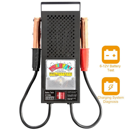 Skorter | 6-12V Car Battery Tester with Heavy Insulated Copper Clamps