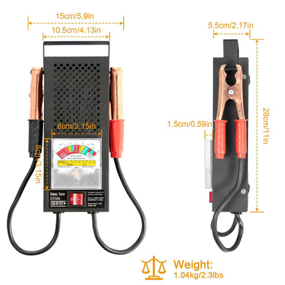 Skorter | 6-12V Car Battery Tester with Heavy Insulated Copper Clamps