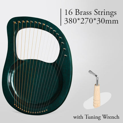 Skorter | 16 Brass String Mahogany Lyre Harp with Tone Wrench for Children, Teenager & Adults