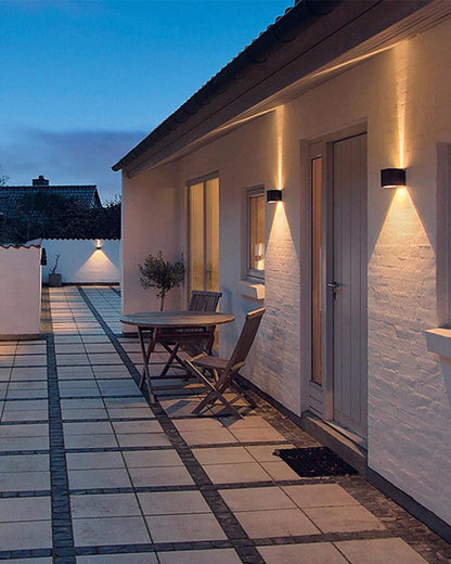Skorter | LED Outdoor Up Down Wall Light | Waterproof Metal Fixture for Patio. Garden & Entryway Illumination