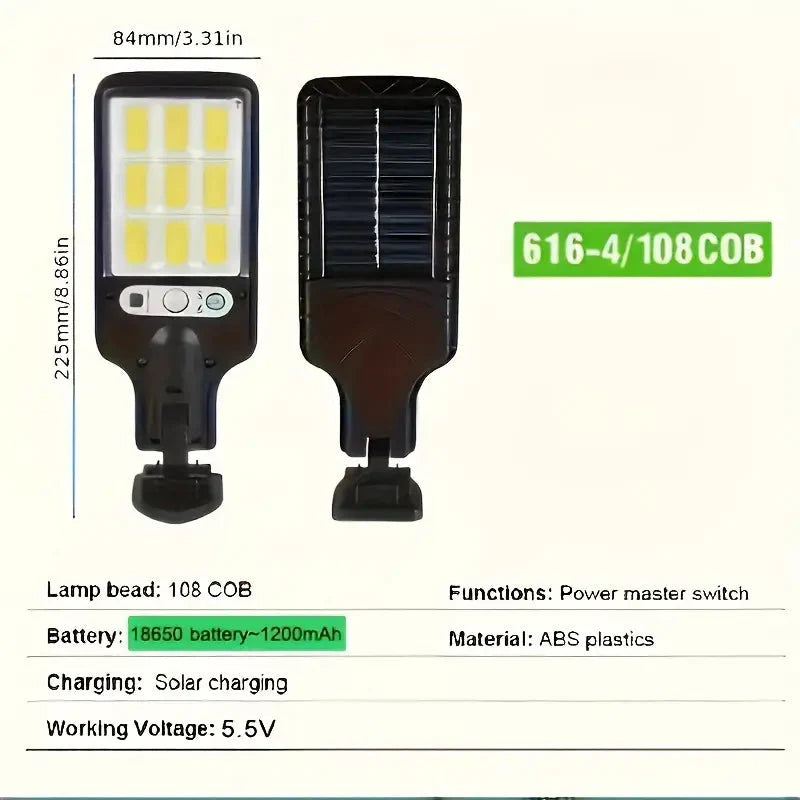 Skorter | 6-Pack: Solar Powered Motion Sensor Outdoor Garden Lighting with 108 COB LED Lights