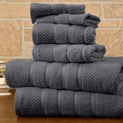Skorter | 6-piece Bib Hjem Absorbent 100% Egyptian Cotton Towel Rack
