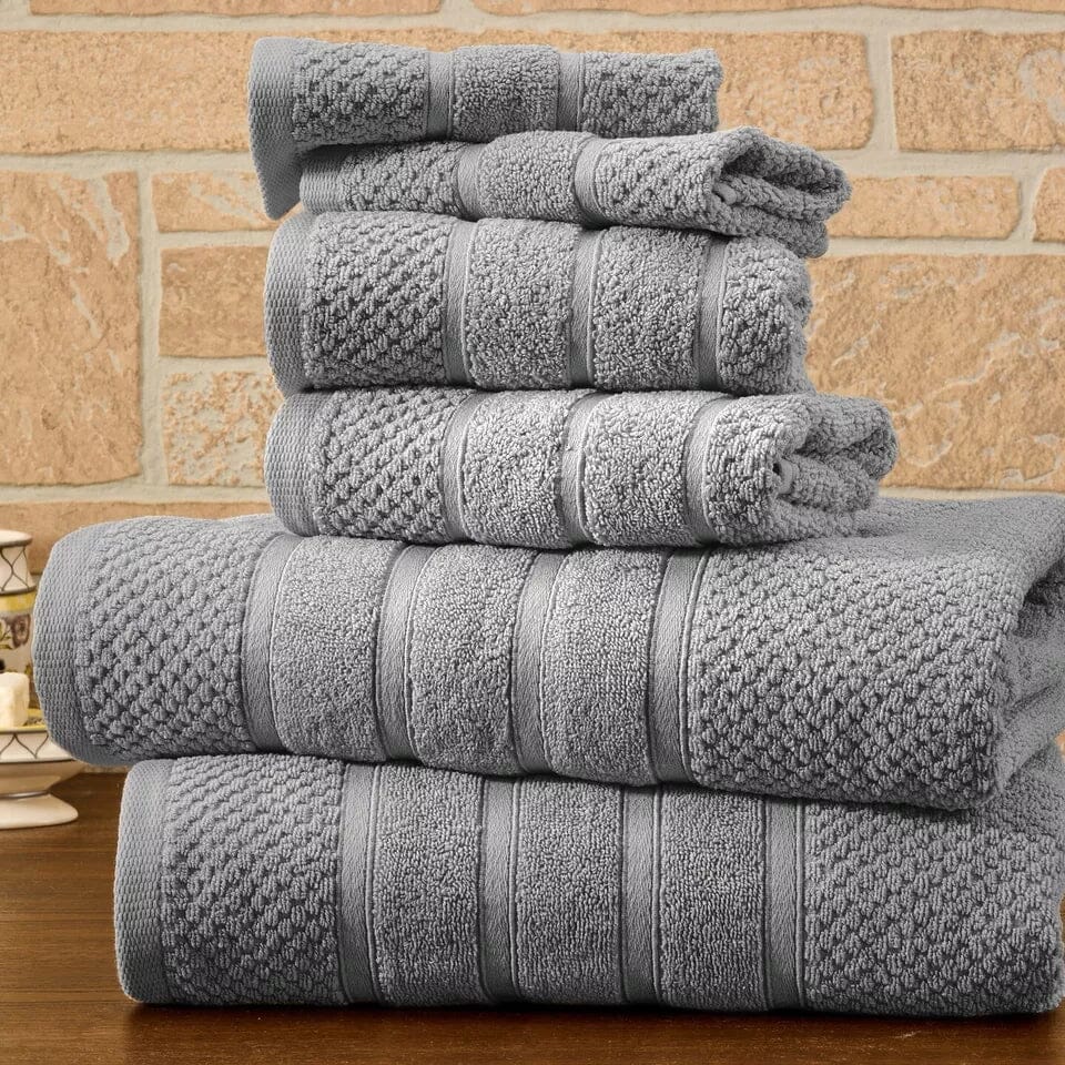 Skorter | 6-piece Bib Hjem Absorbent 100% Egyptian Cotton Towel Rack