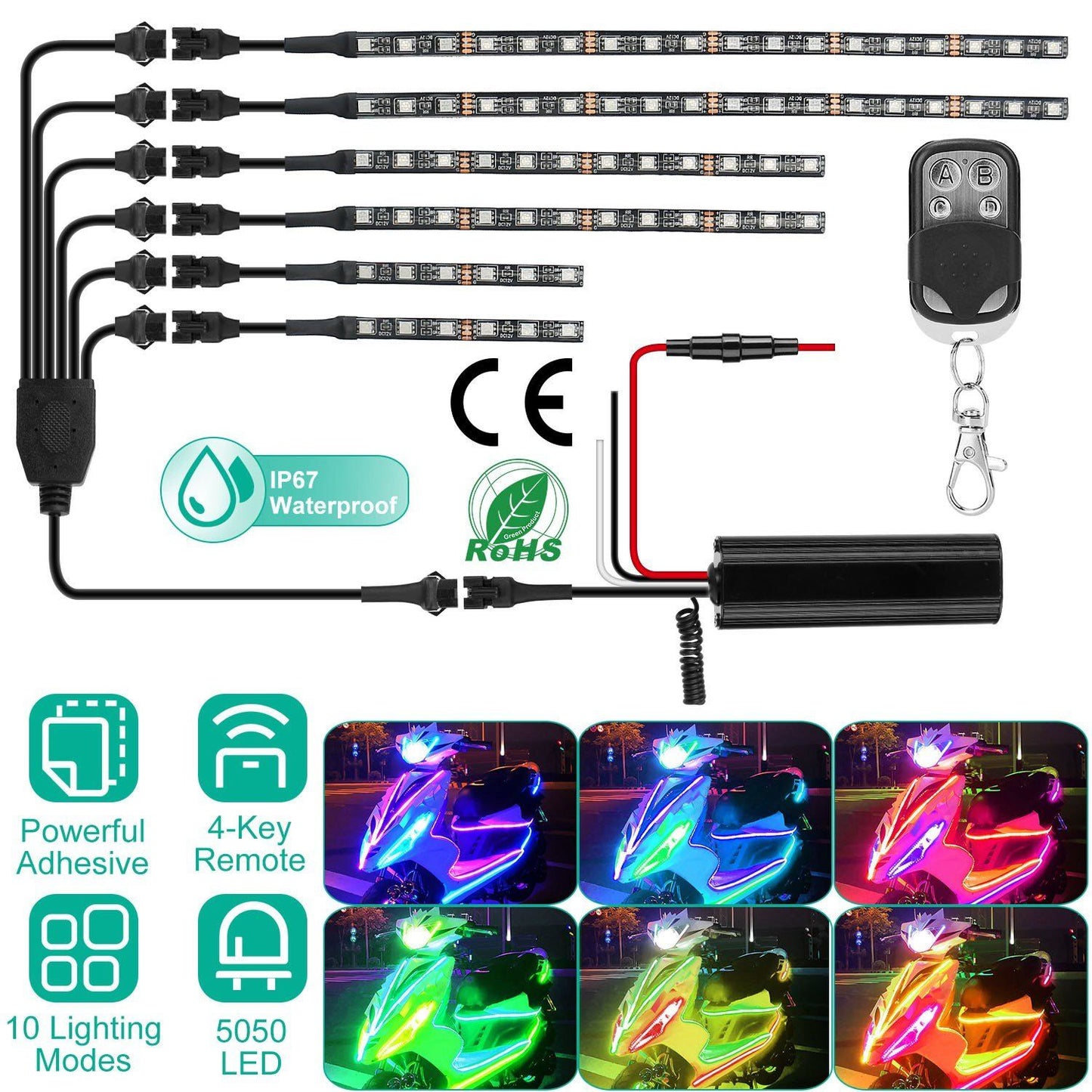 Skorter | 6-Piece: Motorcycle LED Light Strips