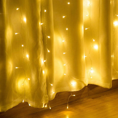 Skorter | 600 LED 9.8 x 19.6 FT. LED Curtain Lights with 8 Lighting Modes and Memory Function