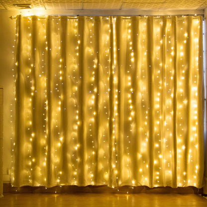 Skorter | 600 LED 9.8 x 19.6 FT. LED Curtain Lights with 8 Lighting Modes and Memory Function