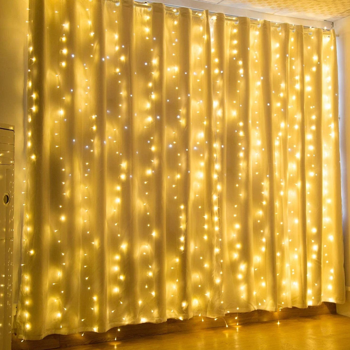Skorter | 600 LED 9.8 x 19.6 FT. LED Curtain Lights with 8 Lighting Modes and Memory Function