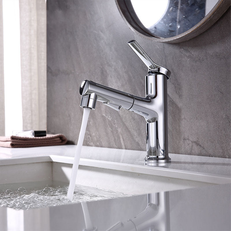 Skorter | Contemporary Single Handle Faucet Pull Out Kitchen Faucet with Lever Handle