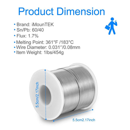 Skorter | 60/40 Tin Lead Rosin Core 0.8mm 1.7% Flux Electric Solder Wire