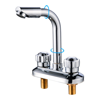Skorter | 2-Handle Brushed Nickel Wide Spout Faucet 2-Hole Centered Bathroom Sink Faucet with Brass
