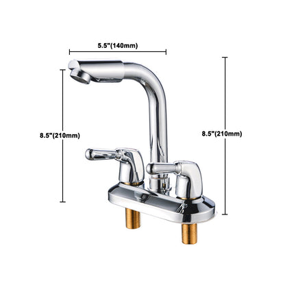 Skorter | 2-Handle Brushed Nickel Wide Spout Faucet 2-Hole Centered Bathroom Sink Faucet with Brass