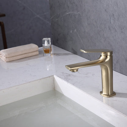 Skorter | Modern faucet brass lever handles low arc sink bathroom faucet