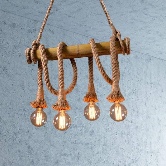 Skorter | IndustrialBamboo - Adjustable Ceiling Lamp with Bamboo and Adjustable Rope