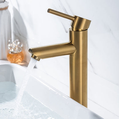Skorter | 1-Handle Gold Nickel Wide-Running Faucet Single Hole Lever Sink Faucet with Drain