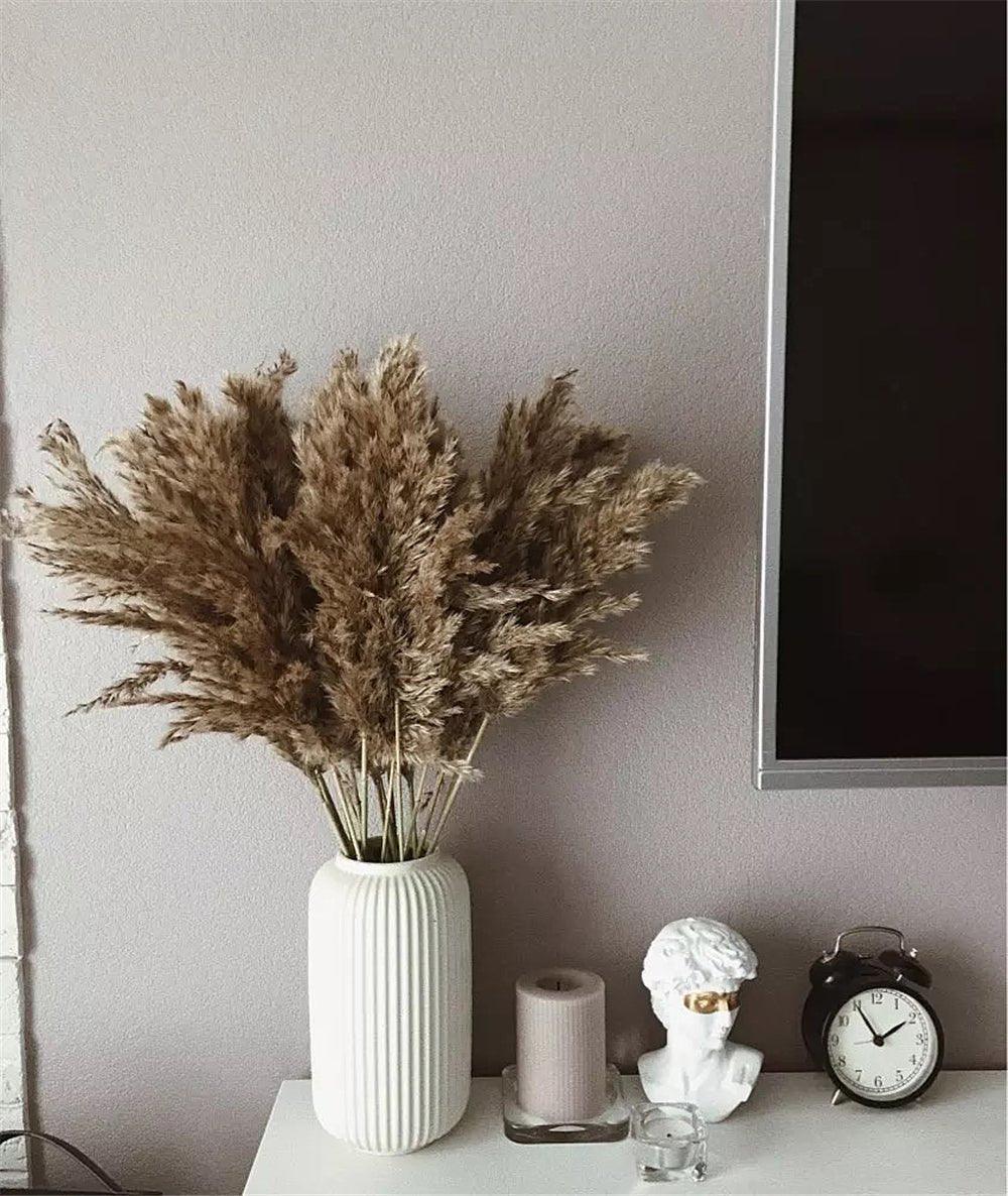 Skorter | 60 cm natural, real, brown-beige dried pampas grass bouquet │ fluffy feather for modern boho home decoration