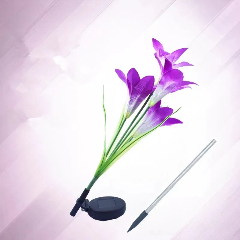 Skorter | Solar LED flower lights in lily shape – Color-changing garden lights with stake for outdoor areas