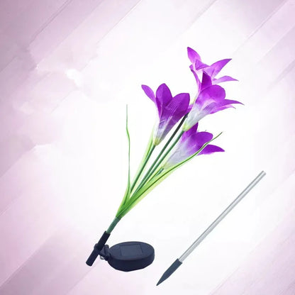 Skorter | Solar LED flower lights in lily shape – Color-changing garden lights with stake for outdoor areas