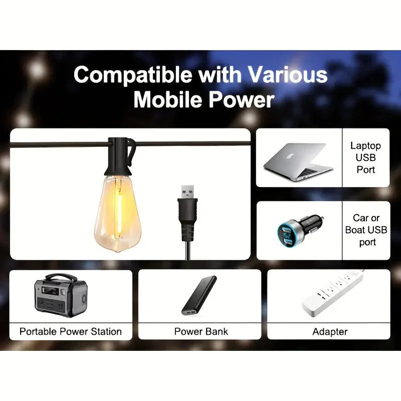 Skorter | 60FT Solar String Lights With USB Port & Remote Control
