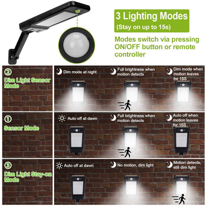 Skorter | 60LEDs Solar PIR Motion Sensor Remote Control Wireless Lamp