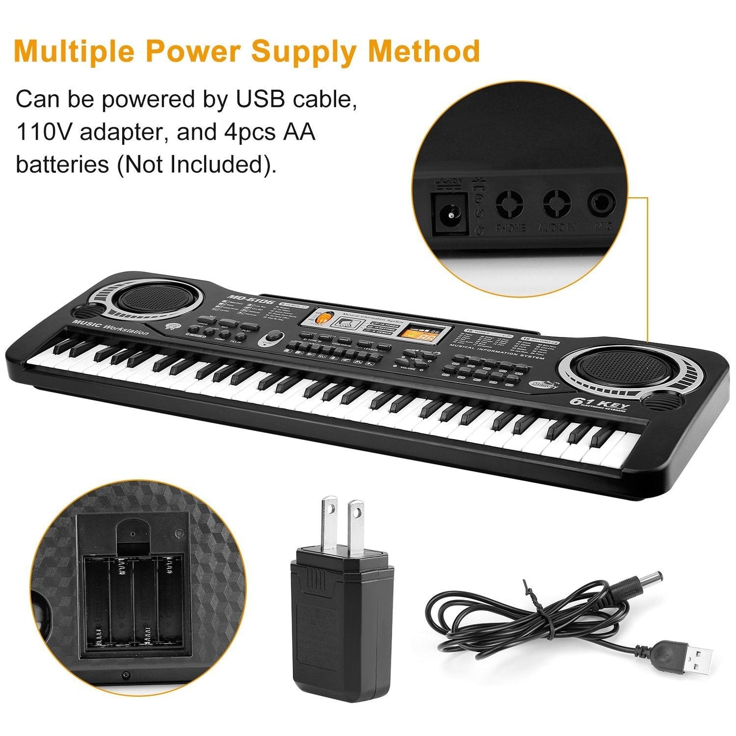 Skorter | 61 Key Digital Music Electronic Keyboard