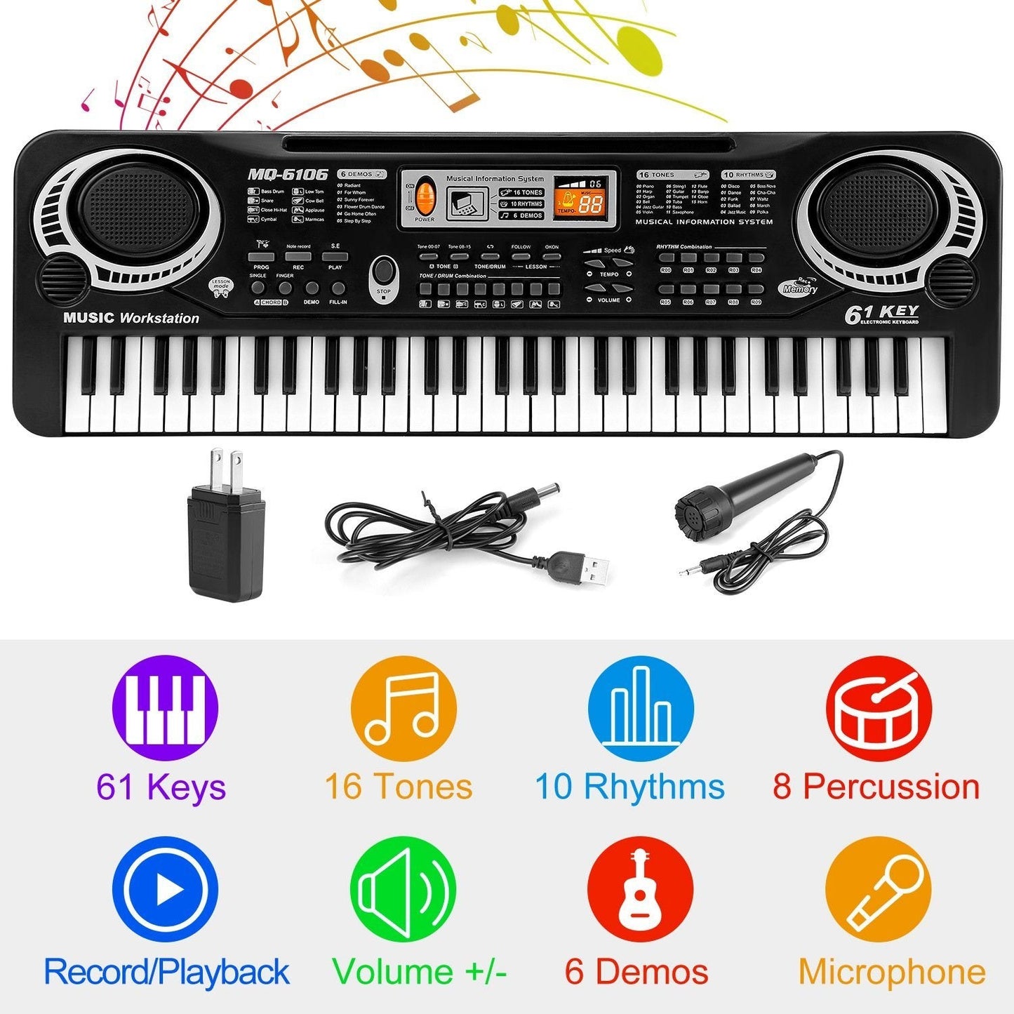 Skorter | 61 Key Digital Music Electronic Keyboard