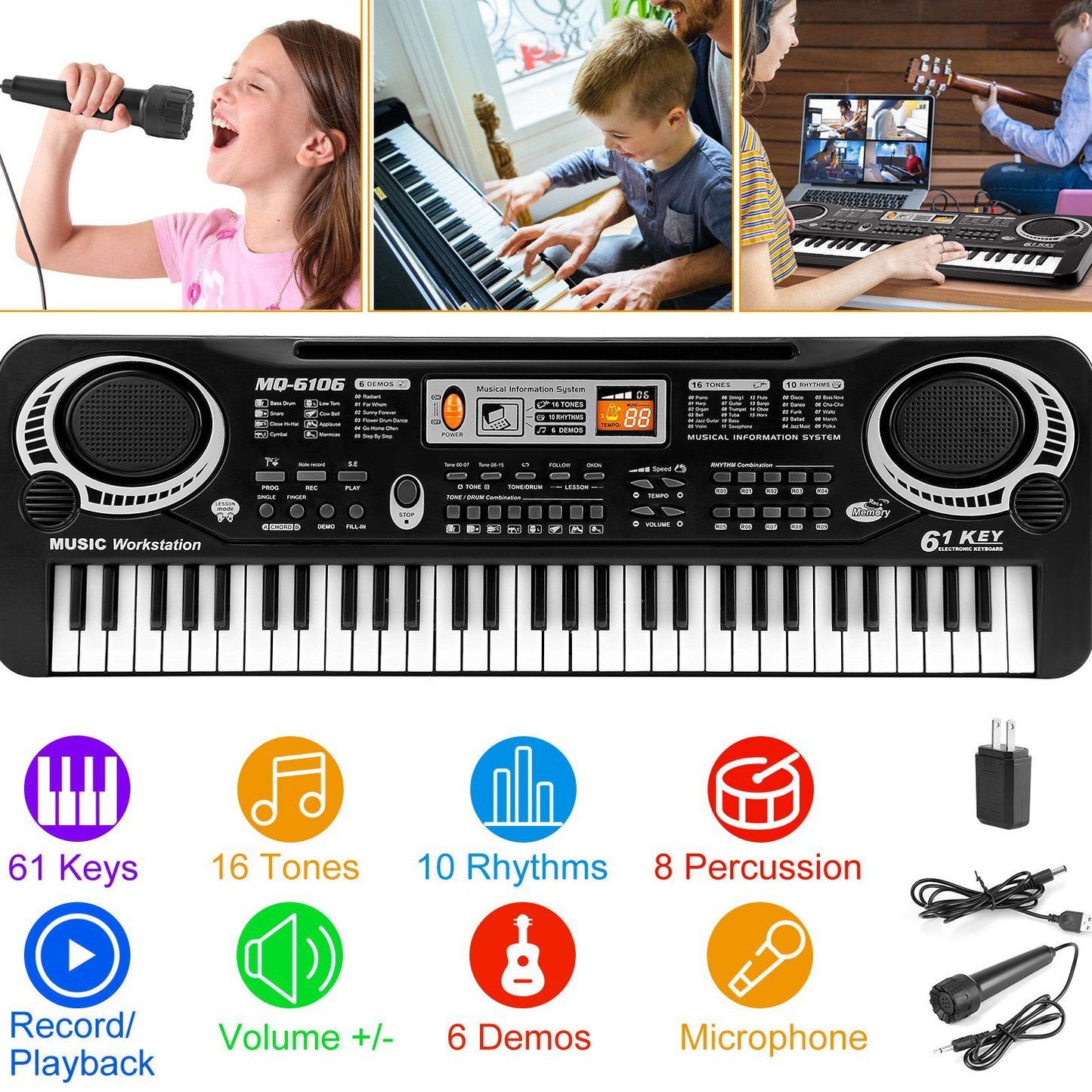 Skorter | 61 Key Digital Music Electronic Keyboard