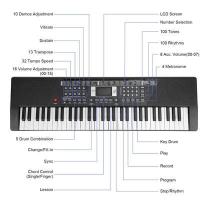 Skorter | 61 Keys Digital Music Keyboard Electronic Piano