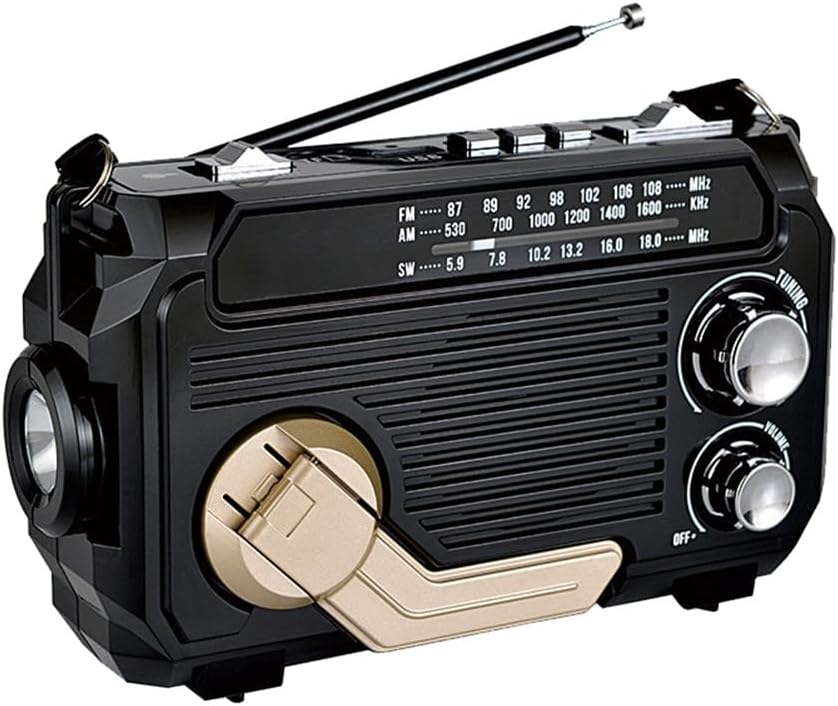 Skorter | SafeWave Emergency Radio with Built-in Power Bank – Hand Crank, Solar & USB Charging, AM/FM, LED Torch & SOS Alert