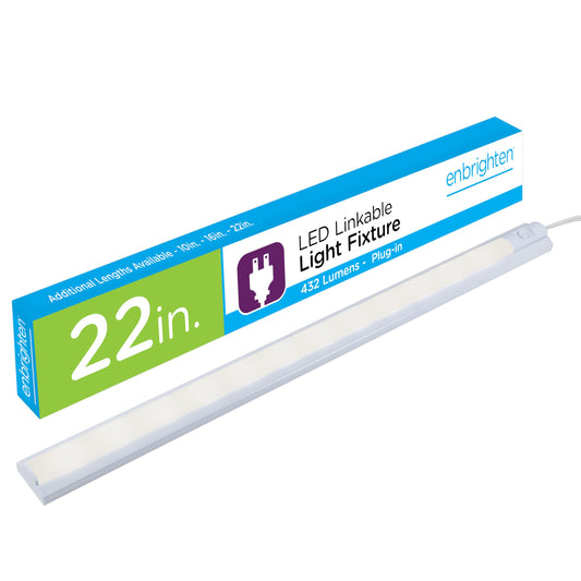 Skorter | Enbrighten 22" Led Under Cabinet Light Fixture, Bright White 3000K, 432 Lumens, Plastic