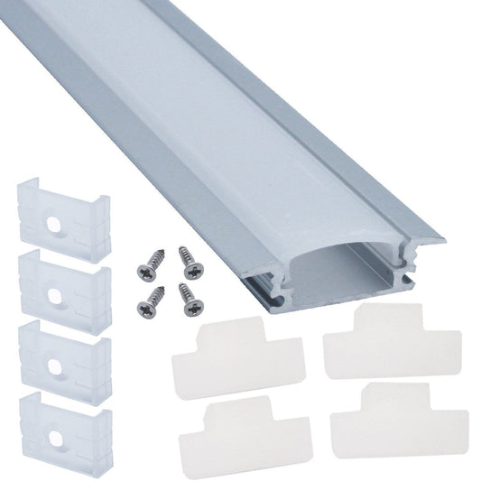 Skorter | Litever 10 Pack Aluminum Channels For Led Strips - 1M Recessed With Diffuser & Clips