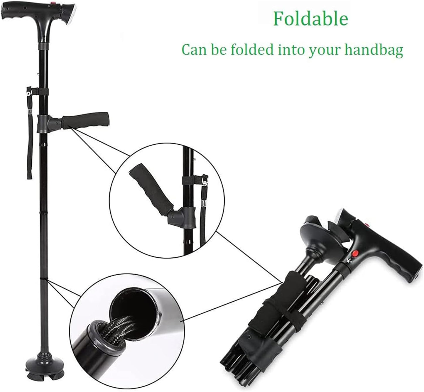Skorter | Folding cane with LED light, adjustable for arthritis, disabled and seniors