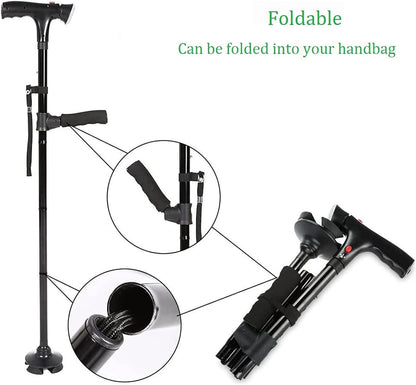 Skorter | Folding cane with LED light, adjustable for arthritis, disabled and seniors