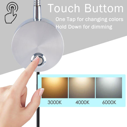Skorter | Adjustable LED dimmable reading lamp for books, adjustable wall-mounted bedside lamp, silver