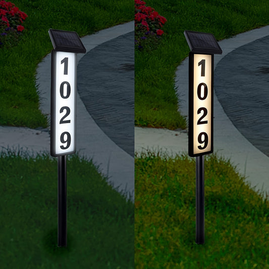 Skorter | Solar Powered LED House Number Light – Weather-Resistant Outdoor Address Sign with Stake – Easy Installation, Energy-Efficient, Durable – 35 Inch Height for Homes