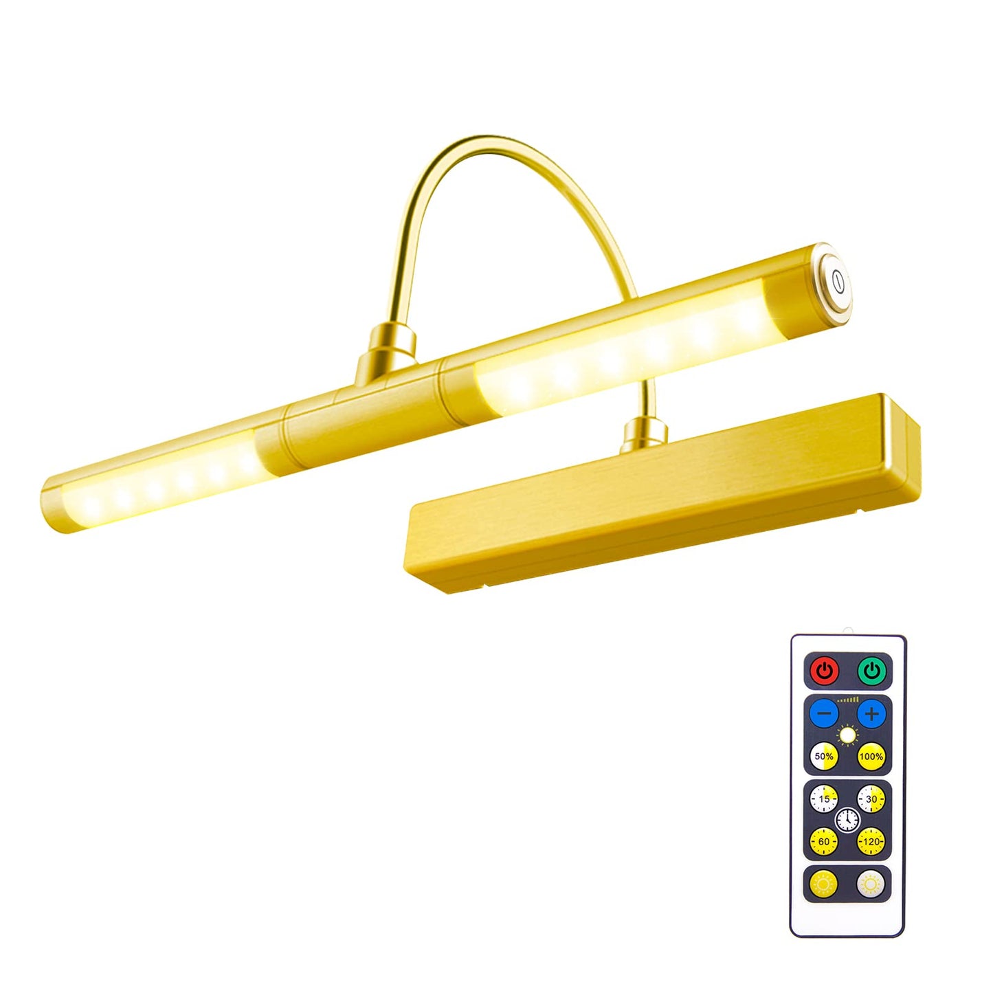 Skorter | Biglight Wireless Led Picture Lighting With Remote Control, Dimmable Gold Lamp For Art & Portraits, 13 Inches