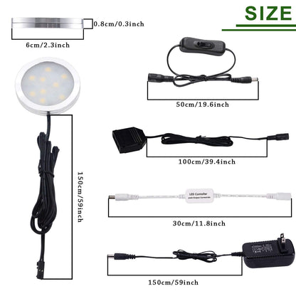 Skorter | Aiboo Dimmable Led Under Cabinet Puck Light Kit With Rf Remote Control, Warm White 2700K