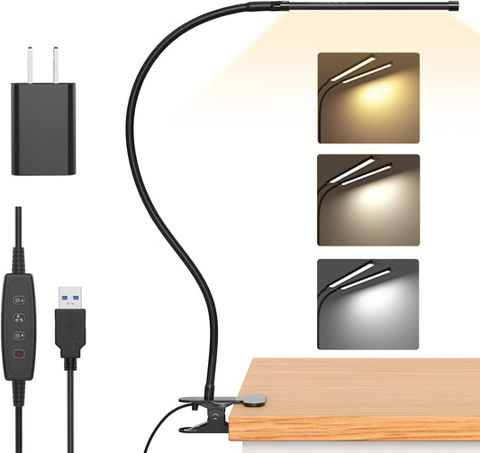 Skorter | Serava 77 LED Desk Clamp Lamp with USB Power & Flexible Gooseneck