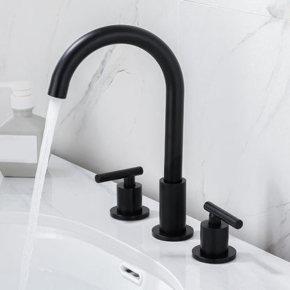 Skorter | Modern 2-Handle Bathroom Sink Faucet 3-Hole Widespread Bathroom Faucet
